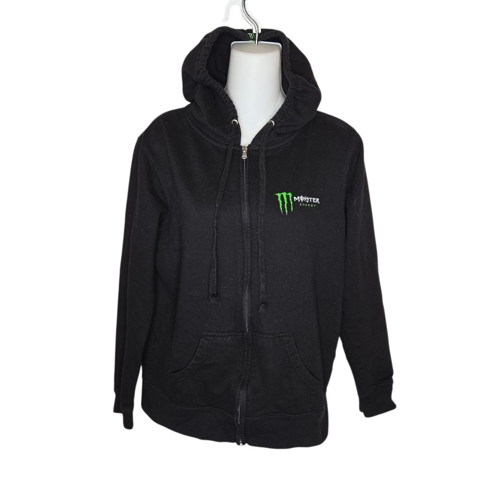 Monster Energy Women's Black Full-Zip Hoodie Sweatshirt, Size Medium